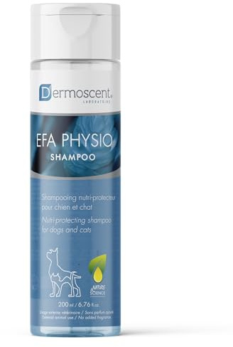 Sanftes Hundeshampoo für empfindliche Haut | Feuchtigkeitsspendende Fellpflege mit Hanfsamenöl & Niaouli-Öl | Für Hunde & Katzen geeignet | EFA Physio Shampoo von Dermoscent