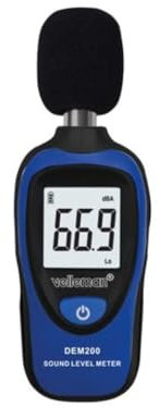 Velleman Fonometro digitale, 30-130 dB, display LCD, spegnimento automatico, con parabrezza, compatto