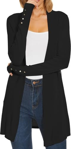 Spicy Sandia Womens Black Cardigan Sweaters Long Sleeve Dressy Casual Trendy Lightweight Open Front Knit Cardigans L