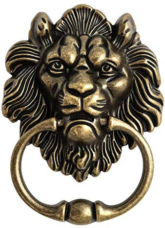 QWORK® Löwenkopf Türklopfer mit Schrauben, Antiker Bronze