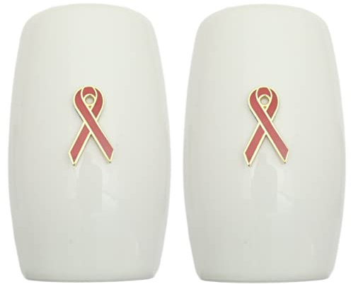 Red Ribbon China Salt and Pepper Shakers Cruet Set Modern White CSP 474