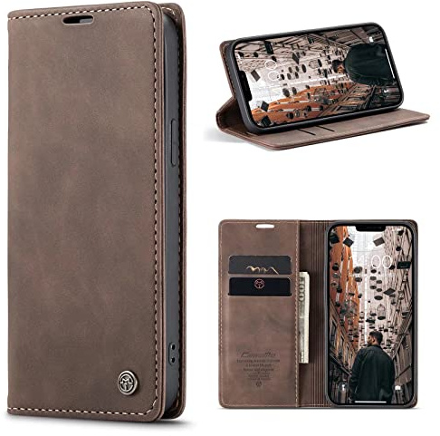 CaseMe Hülle für Xiaomi Mi 11 Vintage Dünne Handyhülle mit Kartenfach Geld Slot Ständer PU Ledertasche Flip Schutzhülle für Xiaomi Mi 11- Kaffee Braun