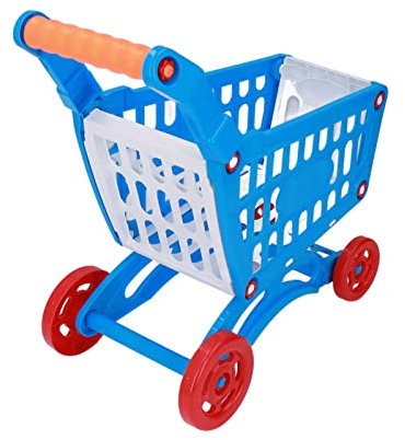 Srliya Kinder-Einkaufswagen-Set, Pädagogisch, Kinder-Einkaufswagen, Spielen, Essen, Spielzeug, Kinder-Puzzle, Simulation, Kunststoff, Supermarkt, Einkaufswagen, Spielzeug-Set (Blau)