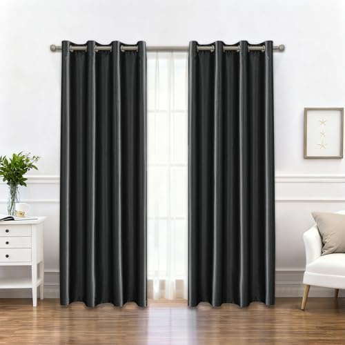 Ystyle Moderna Tende per Interni 2 Pezzi, 140×260 CM, Grigio Scuro | Tende Camera da Letto Natalizie, Oscurante da Interno con Anelli, Tenda Termica Isolante Freddo e Caldo Soggiorno