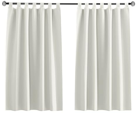 Tenger Home Cortina Opaca Corta para Ventana de Cocina, Cortina Opaca para Dormitorio con Trabillas, 1 Piezas (Blanco Marfil, 150 x 150 cm)