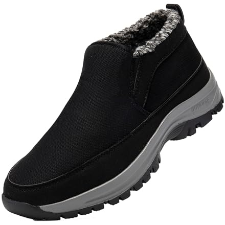 Bottes d'hiver pour homme et garçon - Doublure chaude - Bottes de neige courtes - Bottes de travail - Bottes d'hiver - Bottes de randonnée - Imperméables et antidérapantes, Noir , 49 EU