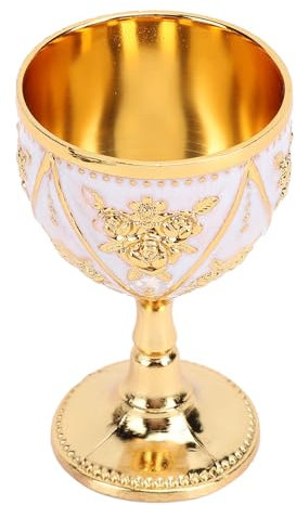 Jwthee Cáliz de copa hecho a mano, grabado vintage, copa de vino de 30 ml, copa de cáliz de vino de latón hecha a mano, copa de vino de metal retro, copa de vino decorativa, copa de vino decorativa