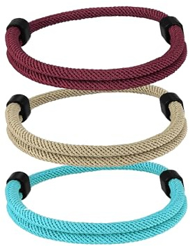 TempBeau Men's & Women's Black Sailing Rope Surfer Bracelet: 3-Pack Nautic Rope Bracelet, Adjustable Braided Wristband, Perfect for Outdoor Sports