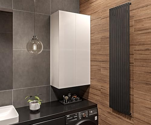 HAJDUK Meuble Machine à Laver Blanc 60x120x34 cm – Armoire Salle de Bain Brillante – Étagère Murale, Rangement WC, Armoire Suspendue, Meuble de Salle de Bain Moderne