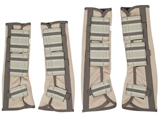 LeMieux Arika Mesh Fly Boots - Set of Four - Perfect for Field or Stable - Stone - Full