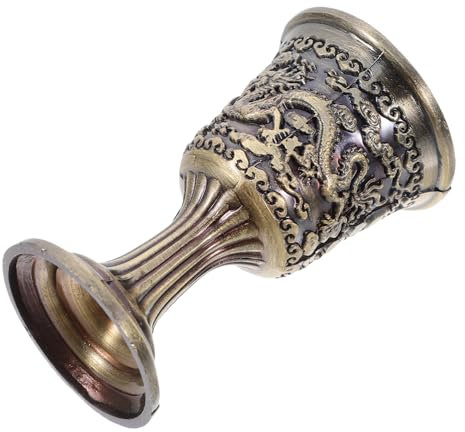 Mobestech Copa de Vino Blanco Chino Taza Metalica Antigua Copas de Bronce Copas Antiguas Copa de Vino de Bronce Copa cáliz Copa Decorativa Copa de Vino en Aleación de Zinc Marrón