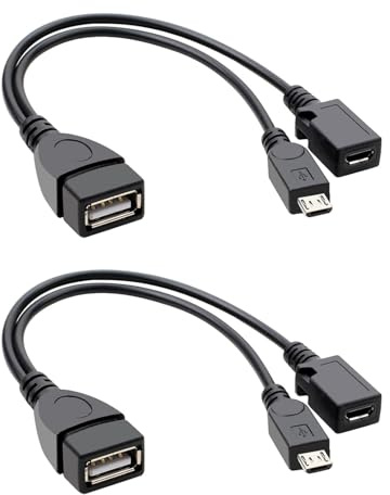 2 stycken 2-i-1 Micro USB OTG-adapter, USB-uttag till mikro-USB-kontakt, för Fire Stick, Samsung Galaxy, Amazon Fire TV, Nexus 4/7, Kindle Fire TV, kompatibel med tangentbord och andra enheter