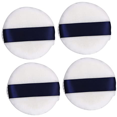 BIUDECO 4 Piezas Borlas de Maquillaje Redondas Suaves para Polvo Suelto y Compacto Accesorios Cosméticos para Mujeres y Niñas Aplicador y Amigable