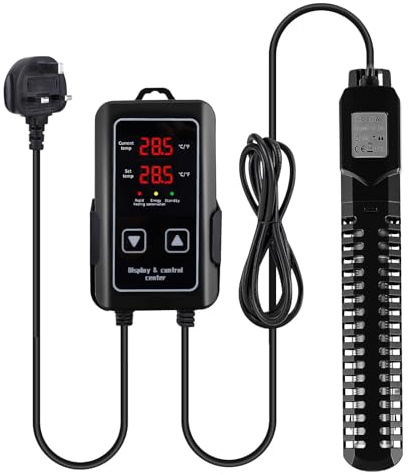 Aquarium Heater, 500W Submersible Fish Tank Heater with External Digital Temperature Controller, LED Display, Over-Temperature Protection, for 250L-500L Tank, Saltwater Freshwater Tropical Fish Turtle