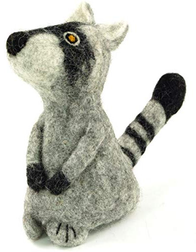 GURU SHOP Filz Eierwärmer, Handgemachte Filzdekoration aus Nepal, Filztier - Waschbär, Grau, 15x8x8 cm, Küchenaccessoires, Sonstiges