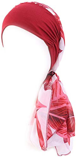 Kopfbedeckung für Damen Schlaf Beanie Kopftuch für kahle Wickel Krebs Hüte Turban,Rot