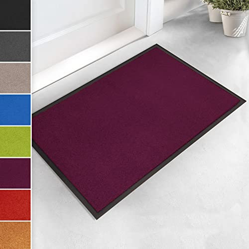 Joy Dirt Trapper Floor Mat | Use & Wash | Perfect Protection Against Dirt and Moisture | 7 Vibrant Colours (43 x 60 cm, Aubergine)