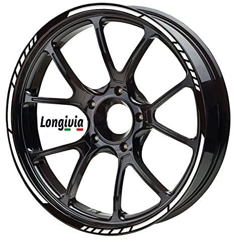 Longivia® Pegatinas Llantas Moto de 15 a 19 Pulgadas Kit Completo Color Blanco Plateado para 2 Llantas Adesivos para Moto Coche Tuning o Bicicleta Cinta Adhesiva Reflectante Accesorios Motocicleta