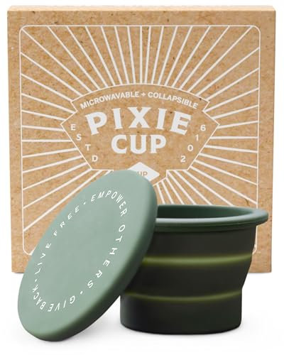 Pixie Menstrual Cup Compact Sterilizer - Good for Public Restrooms, Camping, or Dorms - Collapsible Cleaner Container for Your Menstrual Disc & Period Cup - Microwavable - Reusable - Case Holder (8oz)