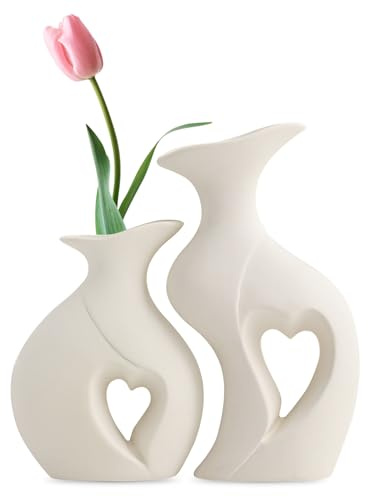2 Pezzi Vaso in Ceramica Bianco, Vaso per Fiori Moderno, Vaso Decorativo in Ceramica a Forma di Corpo, Piccoli Vasi per Fiori Secchi, per Ufficio, da Finestra, Decorazione per Appartamento, Tavolo da