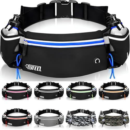 Ceinture Running Hydratation Course a Pied, Sac Banane Porte Gourde, Bouteille Accessoires Etanche Réfléchissant pour Trail Jogging Footing Randonnée Vélo