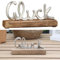 Cepewa Schriftzug 'Glück' Silber | 17x8x4cm Mangoholz Aluminium | Dekoaufsteller Tischdeko Aufsteller (1 x Schriftzug 'Glück' Silber 17x8x4cm)