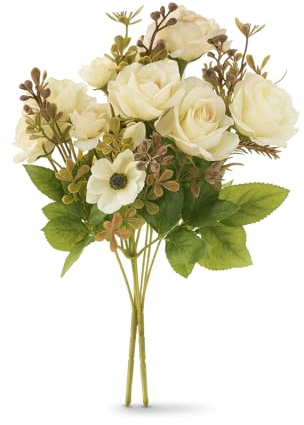 Ramo de Flores Artificiales Decoracion Jarrones | Plantas Artificiales Decorativas | Flores Artificiales Realistas Ramos de Flores Decoración Hogar 33 cm | Centro de Mesa Decorativo Home Decoration