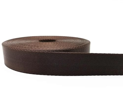 WEOKDFHA sadelgjord 2 meter 25 mm (1 tum) rem nylonband fiskbensmönster ryggsäck band syväska bälte tillbehör (mörkt kaffe)