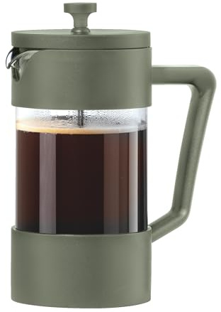 Oggi Borosilicate Glass French Press Coffee Maker - 34oz / 8 Cup Capacity, Coffee Press, Single Serve Coffee Maker, Stainless Steel Lid & Plunger, Make Great Coffee Gifts - Green