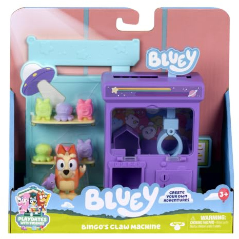 BlueY Mini Set de Jeu Machine à Pince de Bingo | Figurine Bingo articulée et Dauphin Danseur, gagne un prix, 6 accessoires prix ; jouet à collectionner dès 3 ans