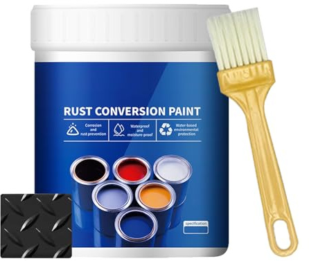 Rust Remover for Metal - Anti Rust Paint with Brush, Eliminates Oxides from Aluminum, Cast Iron, and Steel (Black,500g / 17.6 Fl Oz)