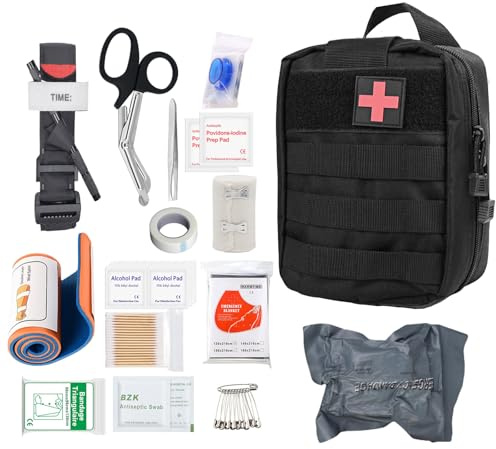 Första Hjälpen-paket Outdoor – Komplett Taktiskt Första Hjälpen-kit, Trauma-kit för Camping, Vandring, Jakt, Resa, Bil och Hem