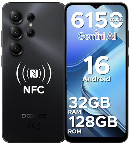 DOOGEESmart Note 56X Pro Mobile Phones, Android 16 Smartphone, Gemimi AI 6150mAh, Ultra-Slim 6.56 HD+, 32GB+128GB/TF 2TB Android Phones, SIM Free Mobile Phone Unlocked, Fingerprint/Face ID/OTG/NFC