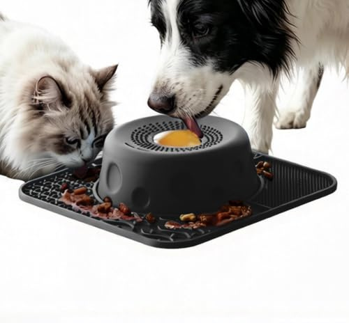 Hundslickskål Silikon Slow Feeder Med Roterande Boll | Hund Slickleksak För Slickande, Ätande, Utfodring Av Valpmat, Yoghurt, Köttpuré, Godis, För Hälsosamt