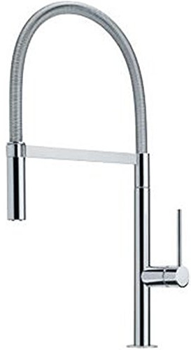 Franke 115.0177.706 vardagsrum köksarmatur högtrycksarmatur enspaksblandare dragutlopp med duschfjädring massiv rostfritt stål hus 115. 0177.706, silver