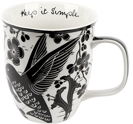 Karma Gifts 16 oz Black and White Boho Mug Hummingbird - Cute Coffee and Tea Mug - Ceramic Coffee Mugs for Women and Men, 1 Count (Pack of 1)