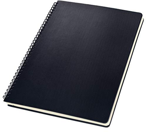 SIGEL CO820 Premium Spiralblock A4, kariert, schwarz, 80 Blatt, sehr stabiler Hardcover-Einband, Einsteckfach, aus nachhaltigem Papier, Conceptum