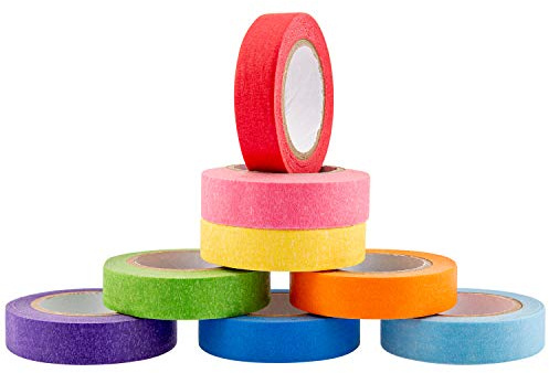 AIEX Cinta colorida de enmascaramiento cinta cinta arco iris colorida cinta de enmascaramiento para trabajos manuales DIY código de colores (15 mm)