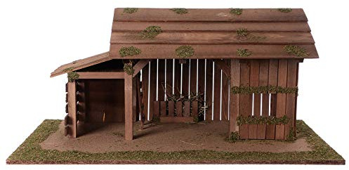 Holyart Capanna in Legno con stalla 31x70x35 cm per presepi di 15 cm