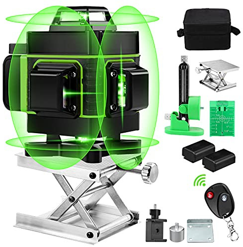 Elikliv 16 Lines Laser Level with Target Plate, Elikliv 4 X 360 Laser Level Self Leveling, Green Laser Level Horizontal Vertical with 2 Rechargeable Battery for Home Improvement Measuring Layout Work