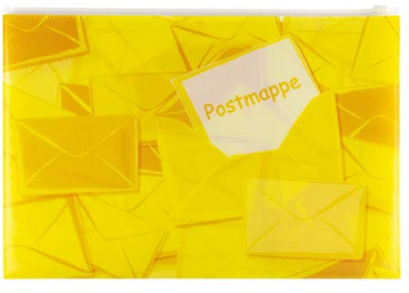 HERMA Postmappen A4 Gelb Set, 3 Stück, Kinder Juris-Mappen aus Kunststoff, Sammelmappen mit Motiv, Zippverschluss und Klarsicht-Einstecklasche für Jungen und Mädchen