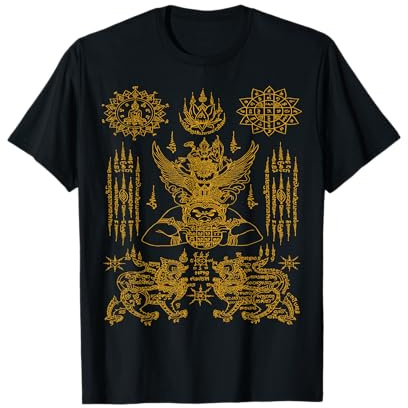 Sawadee Thai Traditional Sak Yant Thai Twin Tigers Muay Thai T-Shirt