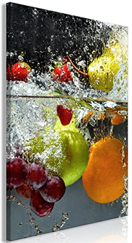 decomonkey Bilder Frucht 40x60 cm 1 Teilig Leinwandbilder Bild auf Leinwand Vlies Wandbild Kunstdruck Wanddeko Wand Wohnzimmer Wanddekoration Deko Küche Wasser Tropfen Weintrauben Erdbeeren