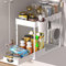HI NINGER Unter Waschbecken Regal,Anhebbares Küchen Organizer,2 Etagen Gewürzregal Standregal Küche Arbeitsplatte Regal Mehrfunktional Spülschrank küchenschrank organizer für Badezimmer Küche