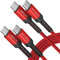 JSAUX 100W USB C to USB C Cable (2-Pack, 3 m), USBC Type C Charge Lead 5A Fast Charging Compatible with iPhone 16e 16 15 Plus Pro Max Samsung Galaxy S25 S24 MacBook iPad Air Pro Carplay Red