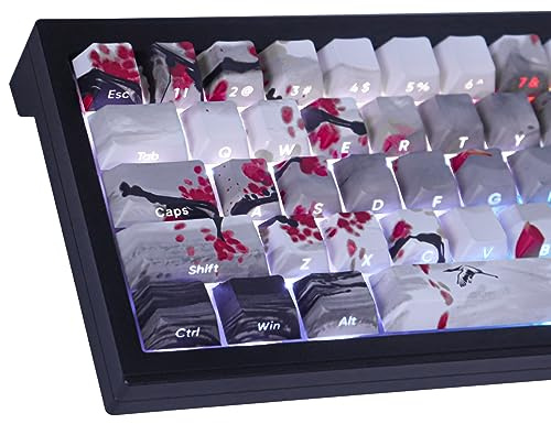 Tsungup PBT Side-Printed Keycap Set - 135 Keys Double Shot Shine Through Landscape Painting Cherry Profile for Cherry MX Switches Mechanical Keyboards
