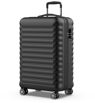 NUMADA - Maleta de Viaje Grande 25Kg Upfly 28' ABS (75x49x29cm) con Cierre de Combinación y 4 Ruedas Dobles 360 | Resistente | Ligera | Interior Compartimentado | Negro