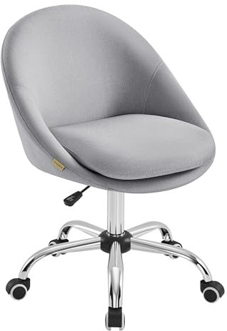 SONGMICS Office Chair, Swivel Chair, Desk Chair, Cotton-Linen Fabric, Foam Padding, Adjustable Height, for Home Office, Study, Bedroom, Dove Grey OBG020G11