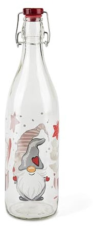 Excelsa Gnome Bouteille en verre, Capacité 1 L. Hauteur 32,5 cm.