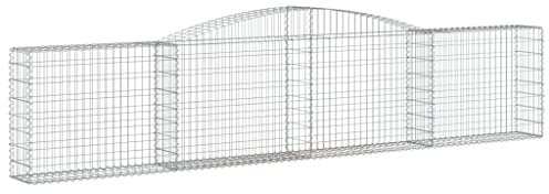 Parterre surélevé en Gabion arqué, jardinière en Cage à Pierre, Lit Surélevé à Gabion, Parterre de Fleurs Jardin Terrasse Extérieur Jardinière Panier à Pierres, 400x30x80/100 cm Fer galvanisé